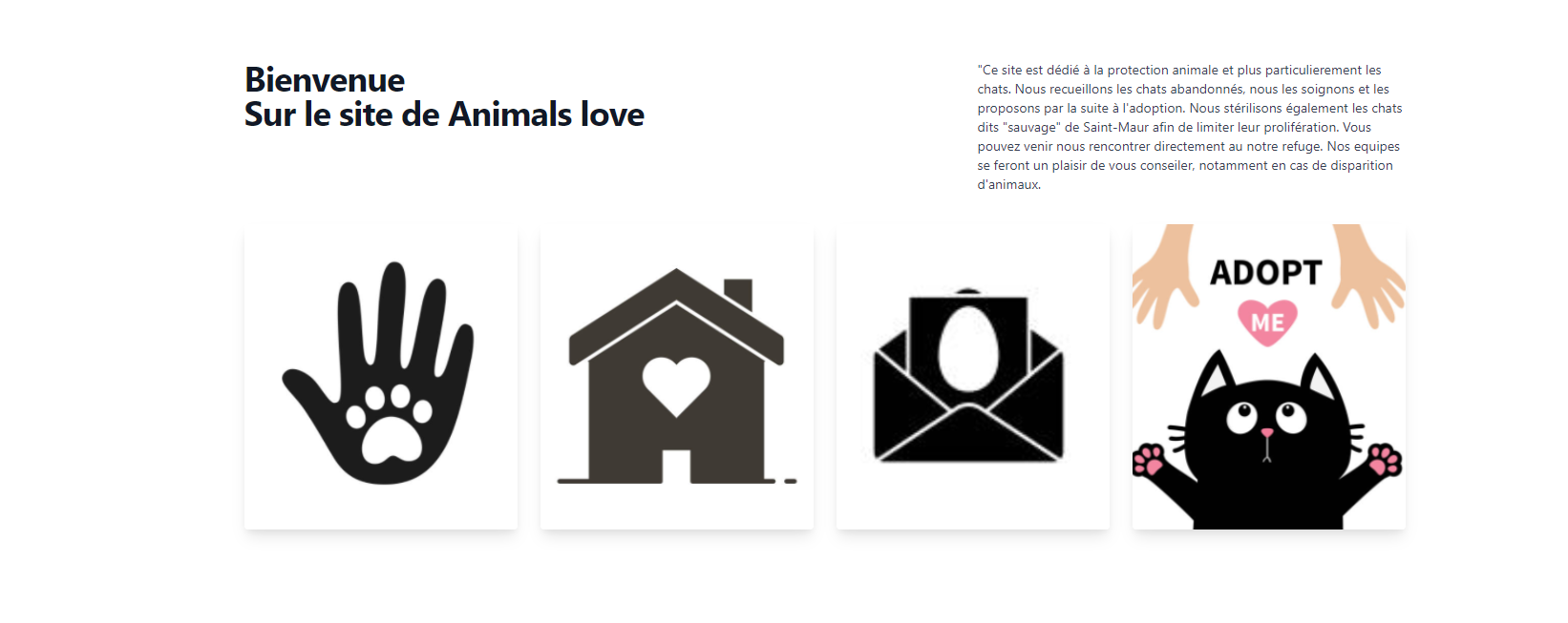 screen du site animalsLove